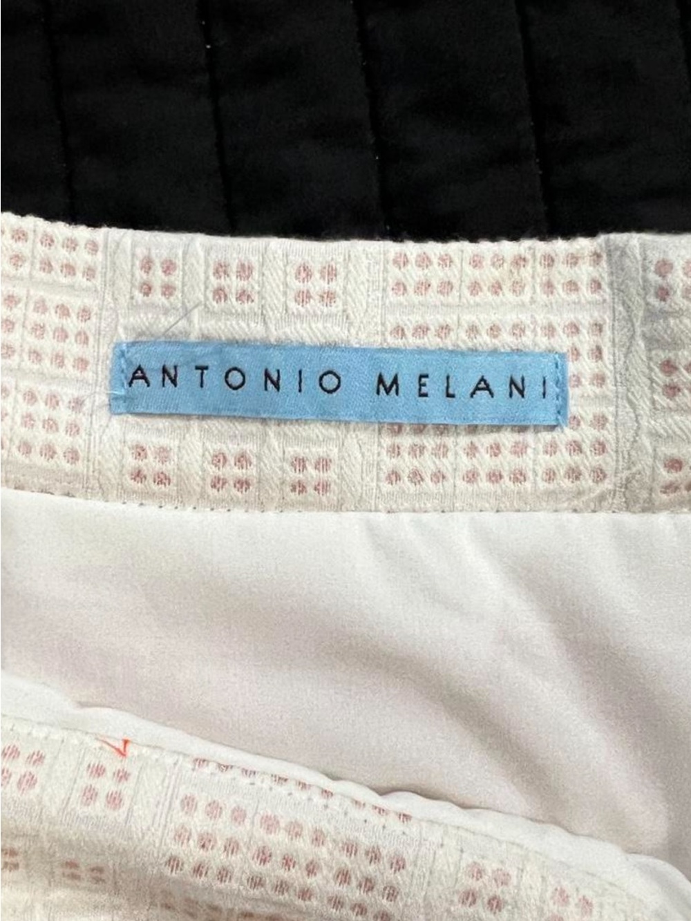 ANTONIO MELANI Cream A-Line Midi Skirt with Pink Hem - Picture 2 of 6